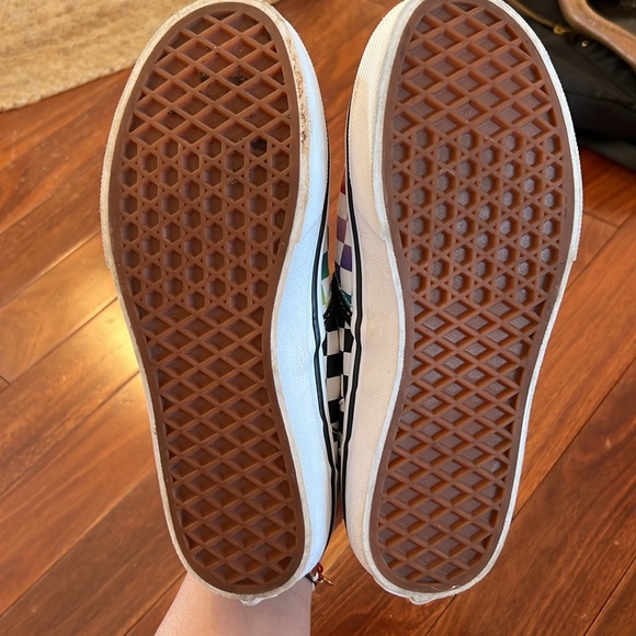 Rainbow checkered slip on Vans. Worn once. - Picture 2 of 2